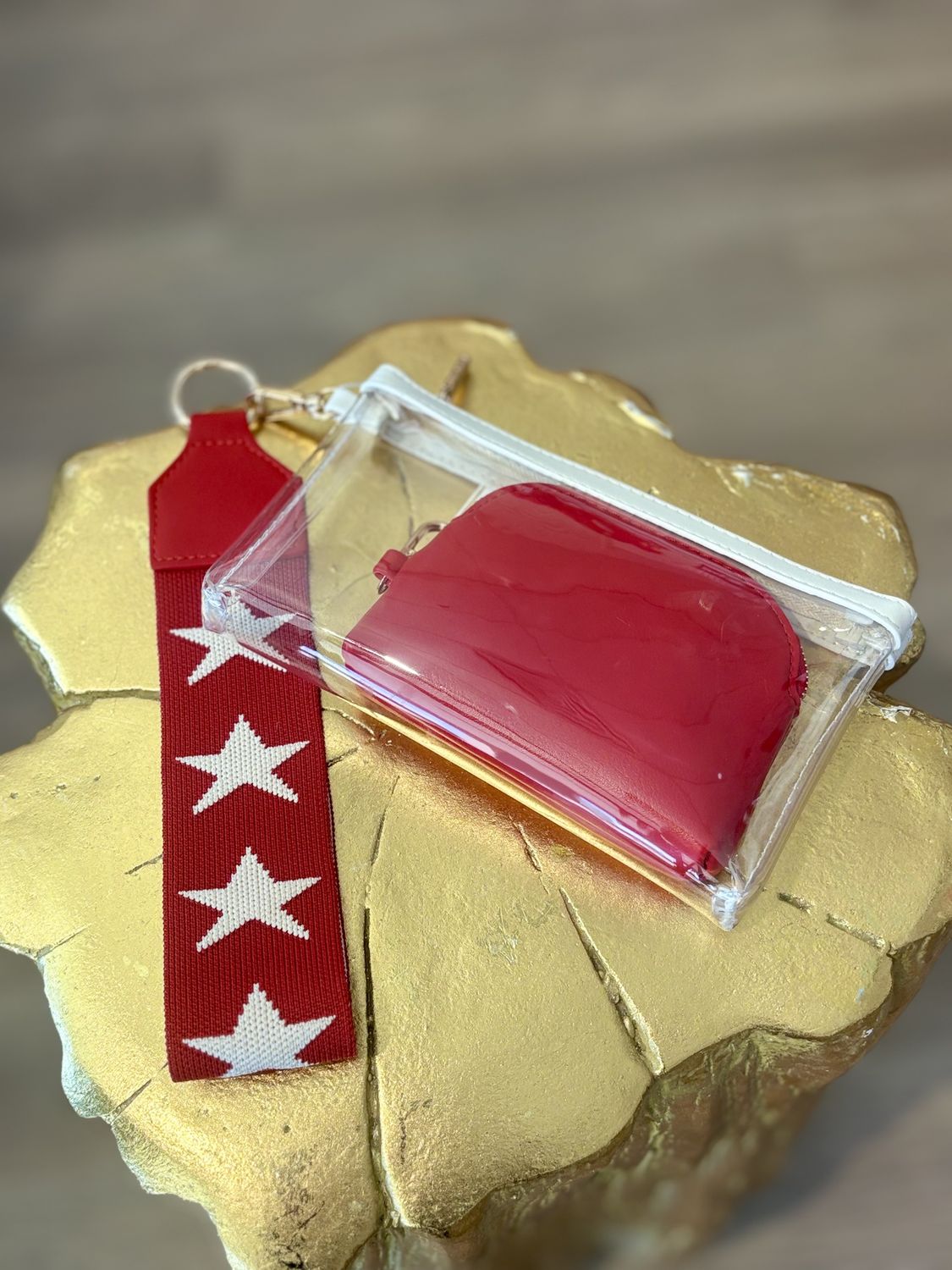 Shiraleah Clear Wristlet Red