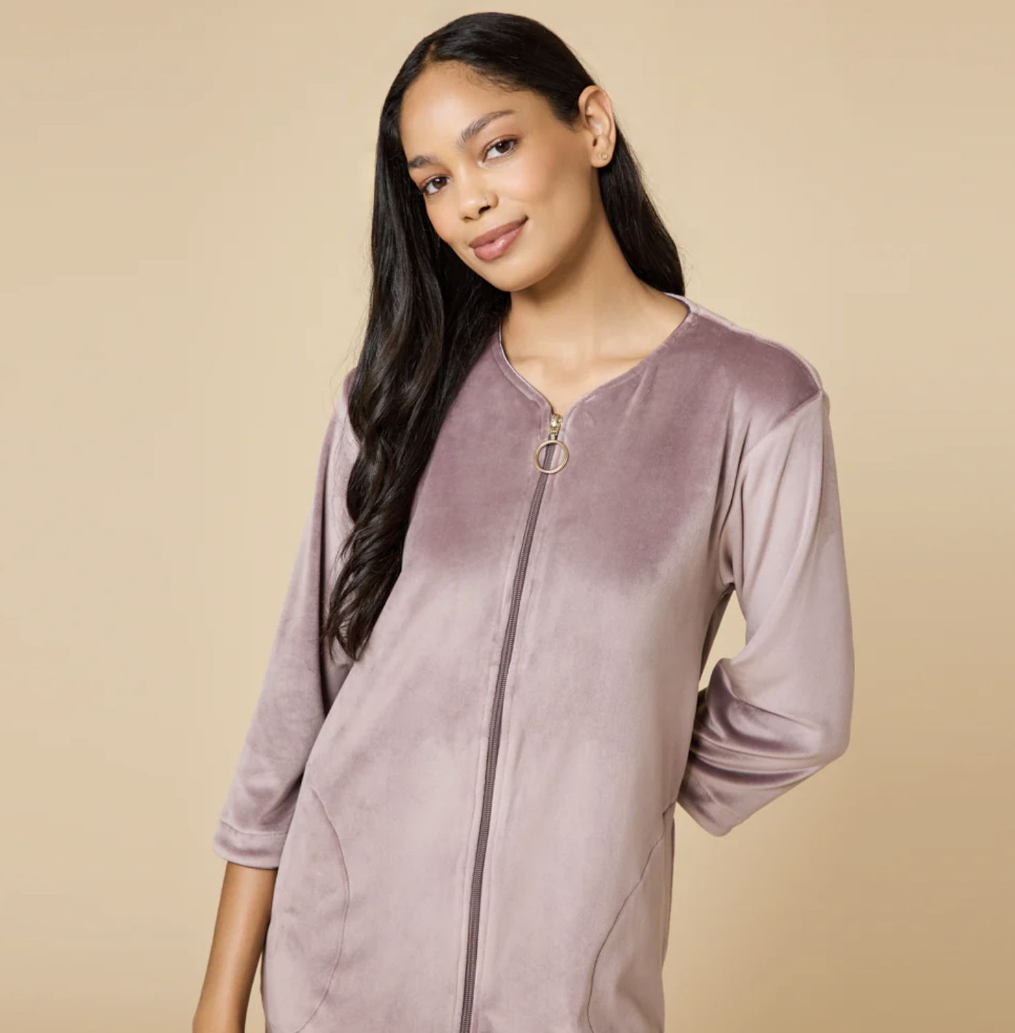 Softies Mink Zip Robe Driftwood 2X/3X