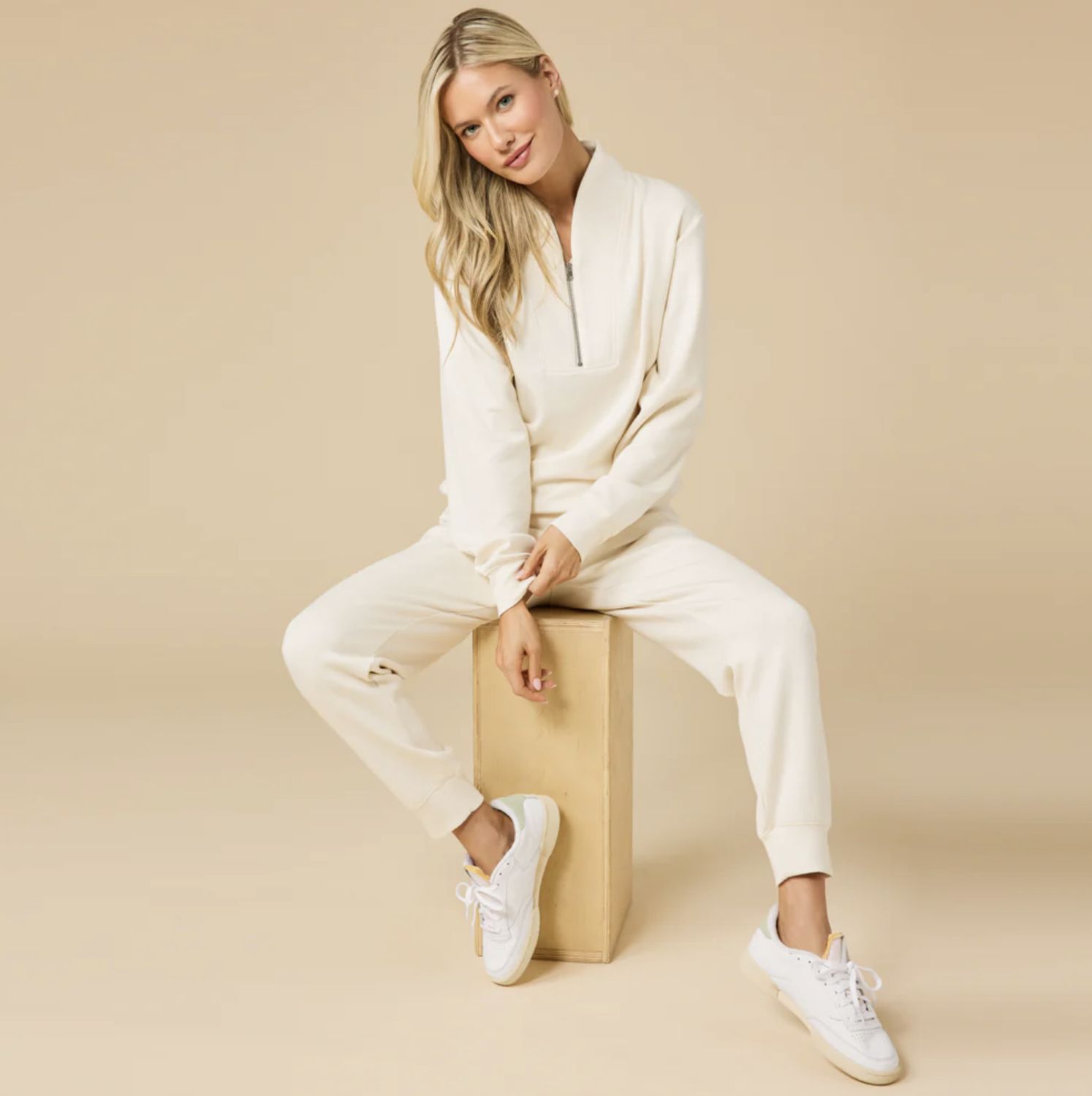 Softies Dream Tech 1/4 Zip Jogger Almond MD