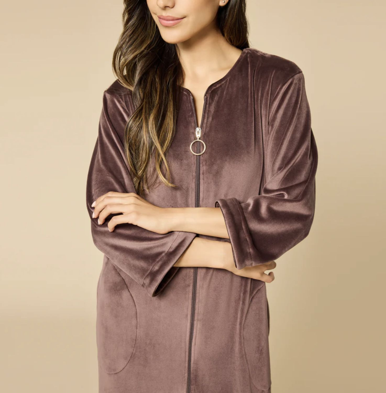 Softies Mink Zip Robe Espresso SM