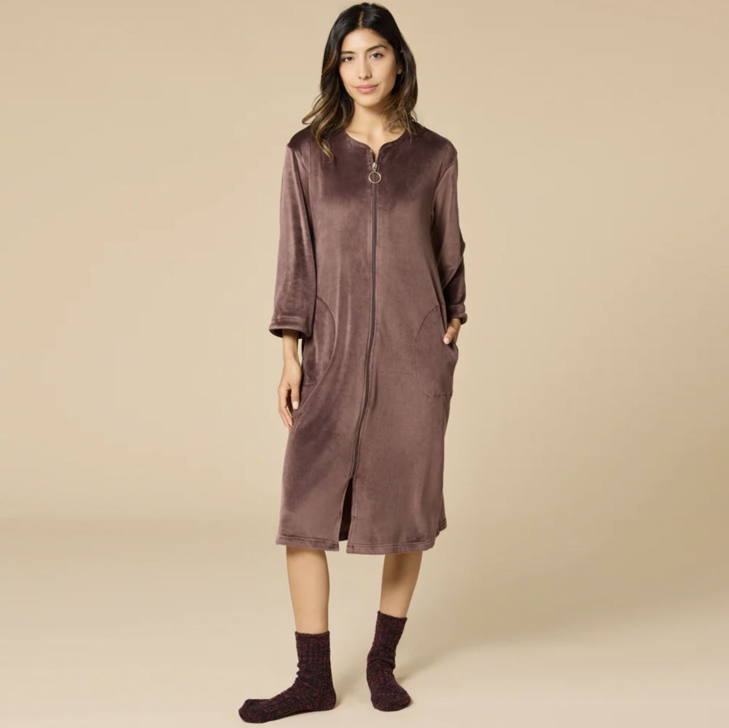 Softies Mink Zip Robe Espresso 2X/3X