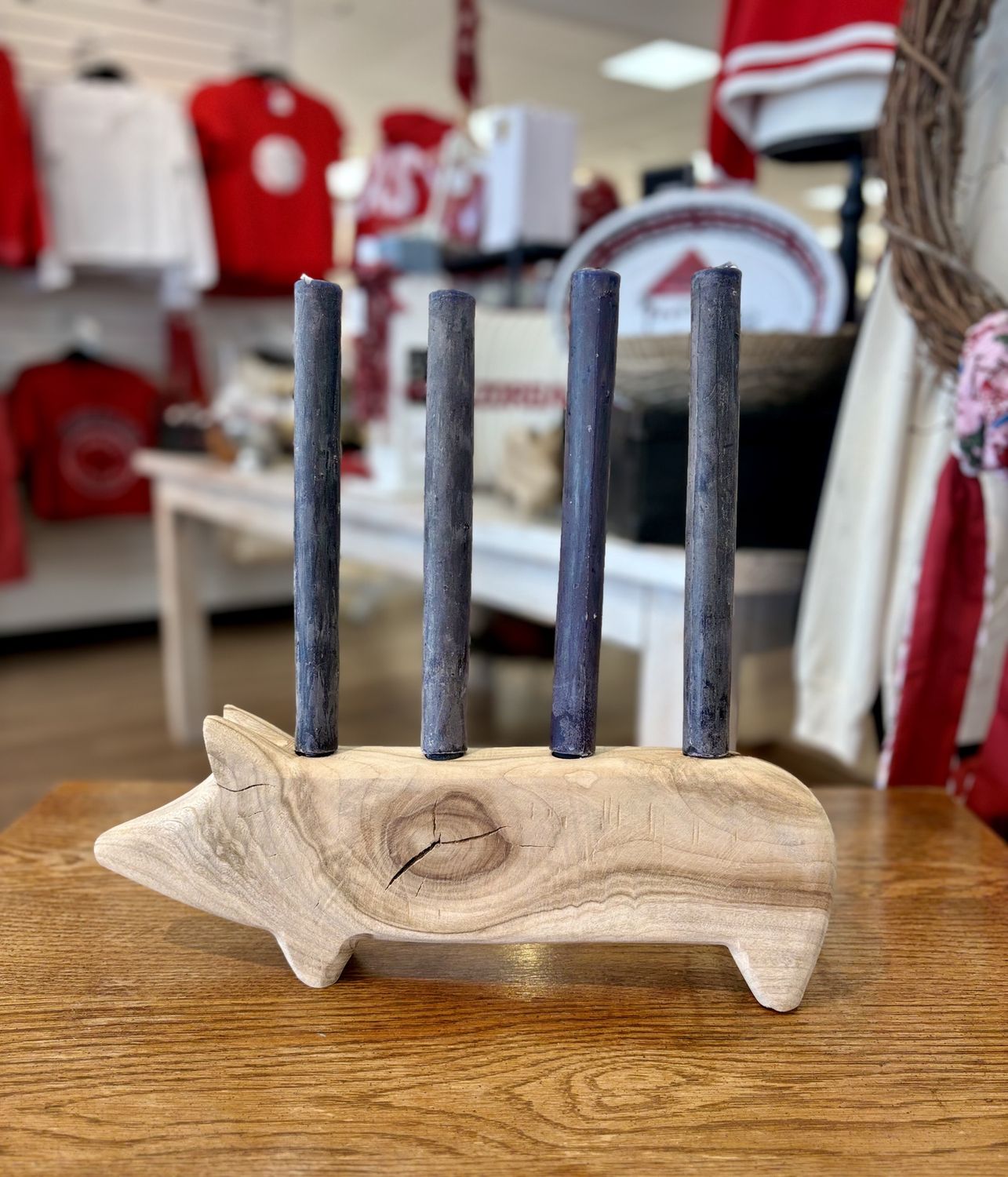 Custom wooden pig  candle holder