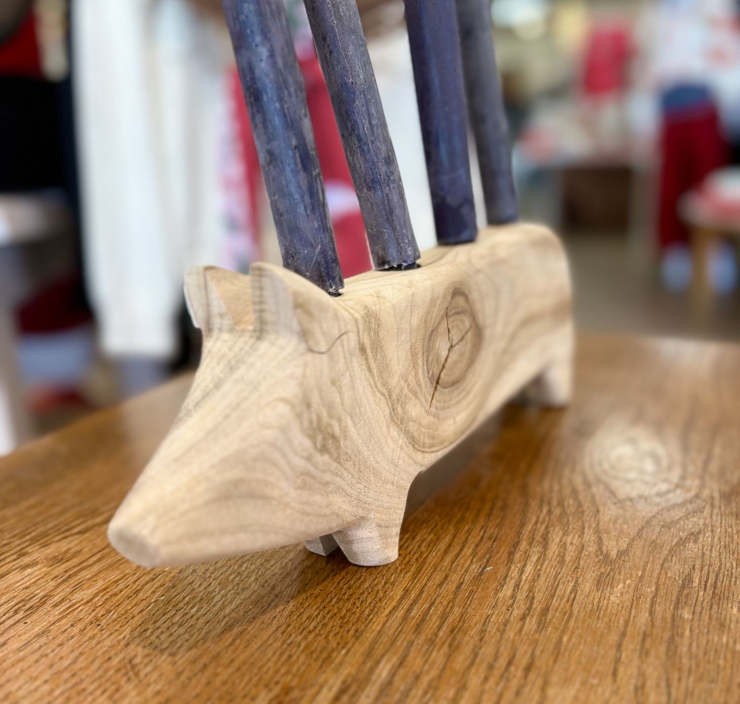 Custom wooden pig  candle holder