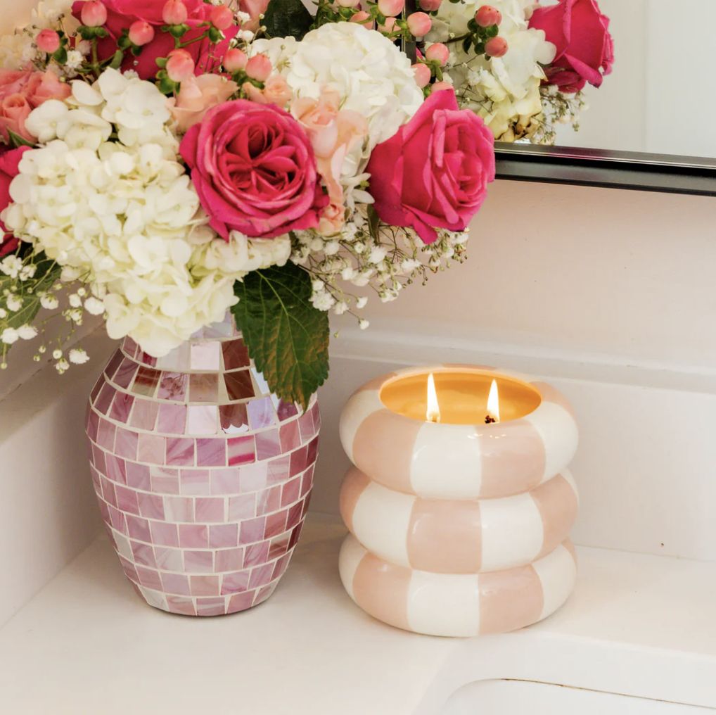 Sweet Grace Pink/White Ck Candle