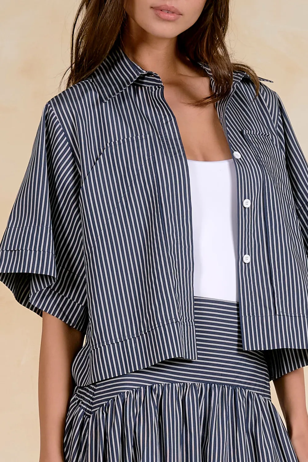Elan Navy S/S Stripe Shirt