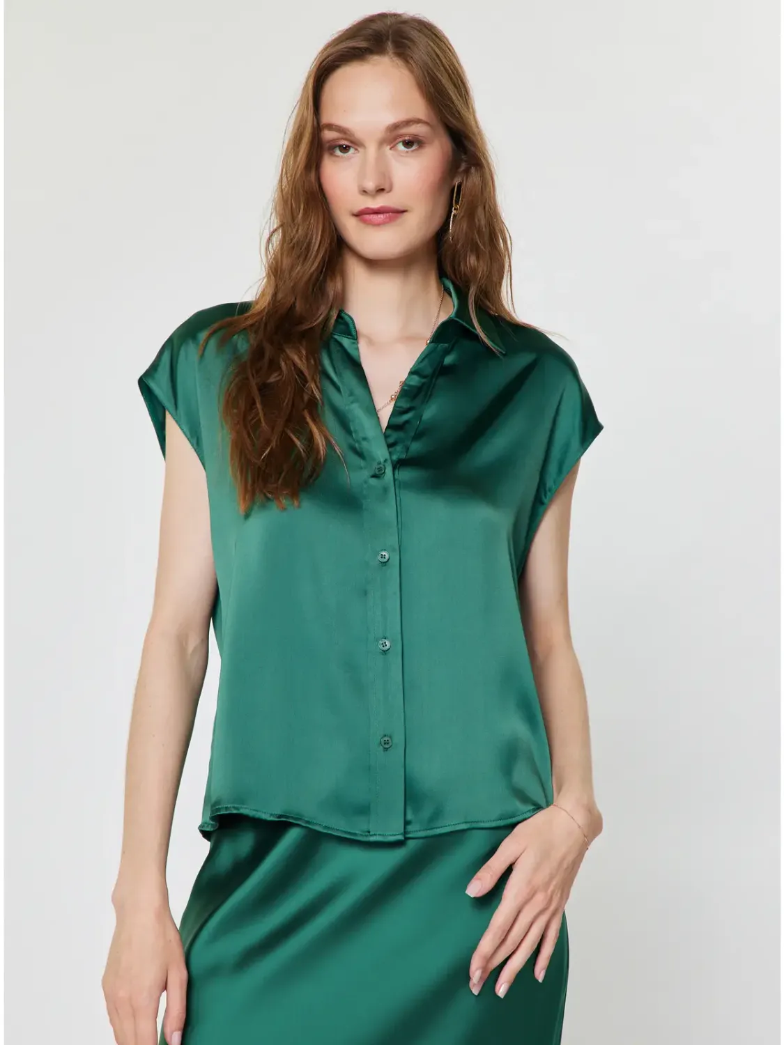 Current Air Emerald Cap Sleeve Blouse
