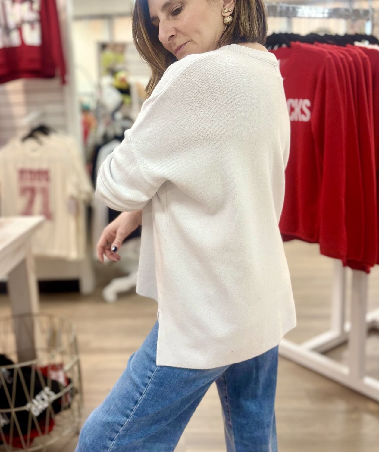 Town Pride White Arkansas Sweater
