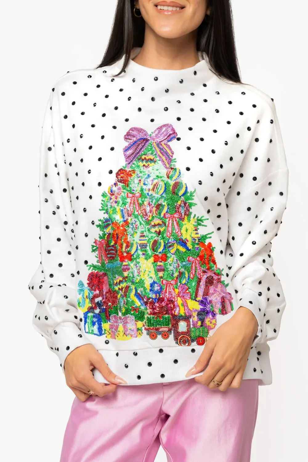 QOS White Christmas Tree Sweatshirt