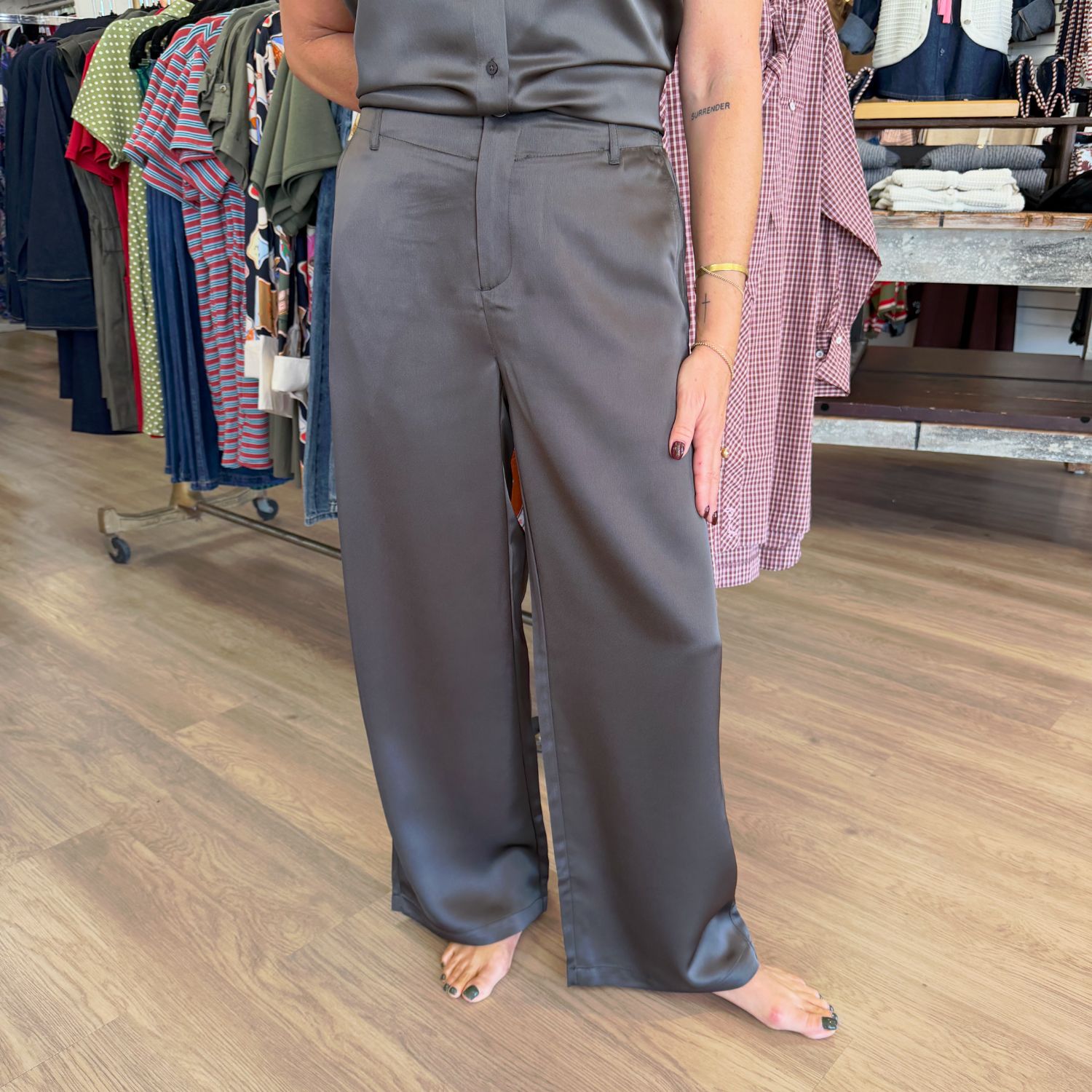 VH Bronze Olive Satin Pant