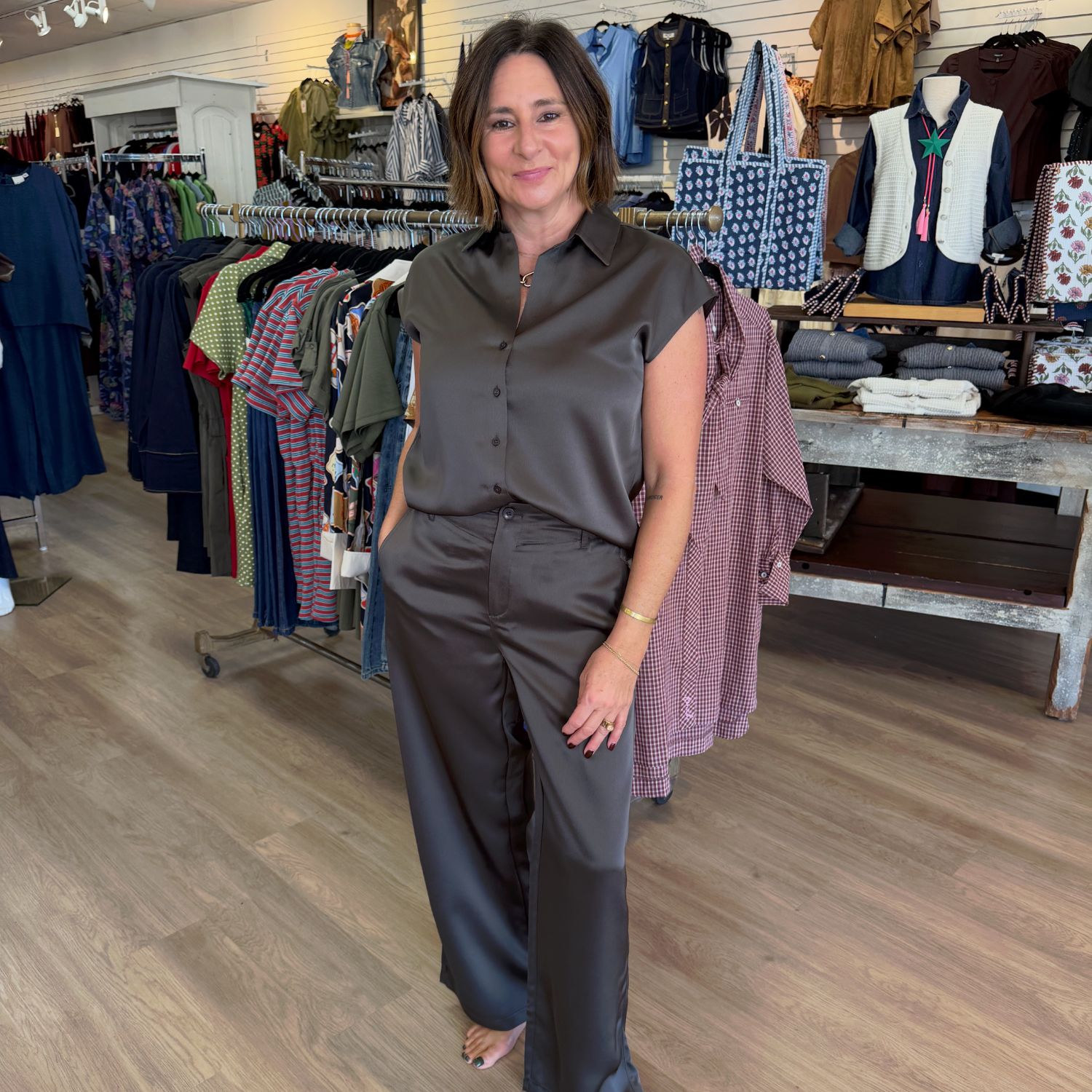 VH Bronze Olive Satin Pant