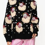 QOS Black Polka Dot Santa Swt