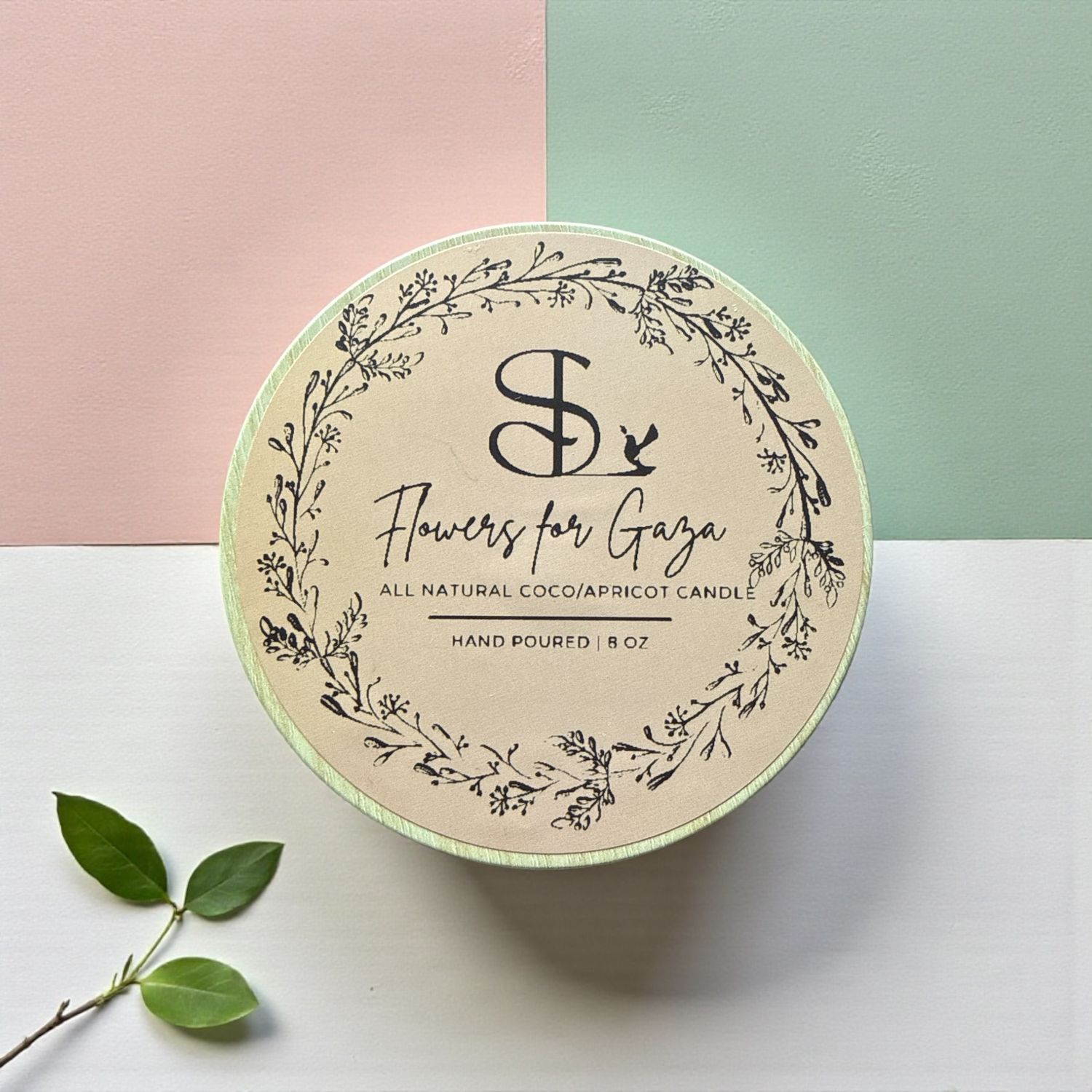 Gaza Candle | Quiet Bloom Scent | Coconut Soy Wax | Wood Wick | Gift For Cause