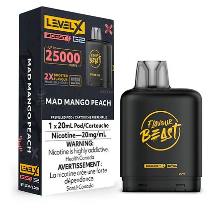 Flavour Beast Level X Boost G2 Pods 25K - Mad Mango Peach