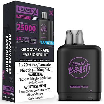 Flavour Beast Level X Boost G2 Pods 25K - Groovy Grape Passionfruit Iced