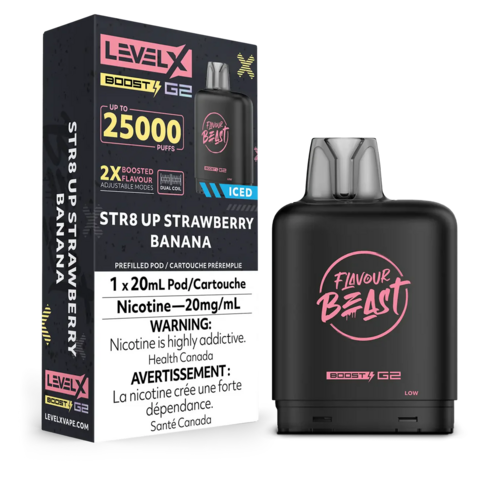 Flavour Beast Level X Boost G2 Pods 25K - STR8 Up Strawberry Banana Iced