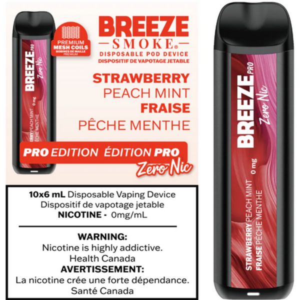 Breeze Pro 2000 Zero Nic - Strawberry Peach Mint
