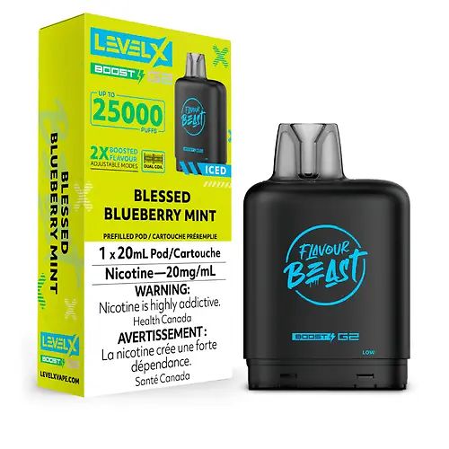 Flavour Beast Level X Boost G2 Pods 25K - Blessed Blueberry Mint Iced