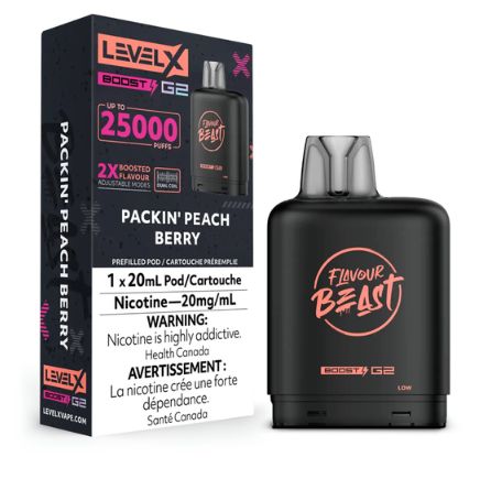 Flavour Beast Level X Boost G2 Pods 25K - Packin' Peach Berry