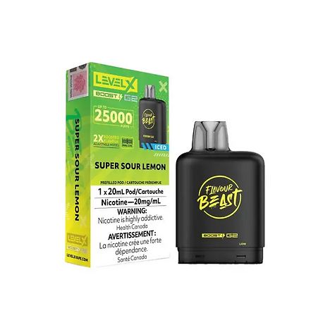 Flavour Beast Level X Boost G2 Pods 25K - Super Sour Lemon Iced