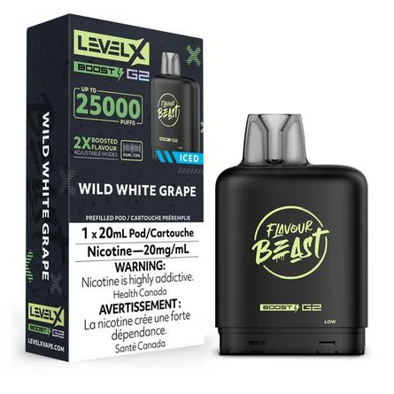 Flavour Beast Level X Boost G2 Pods 25K - Wild White Grape Iced