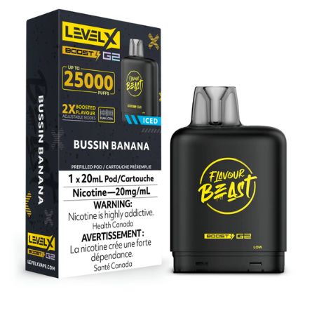 Flavour Beast Level X Boost G2 Pods 25K - Bussin Banana Iced