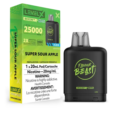 Flavour Beast Level X Boost G2 Pods 25K - Super Sour Apple Iced