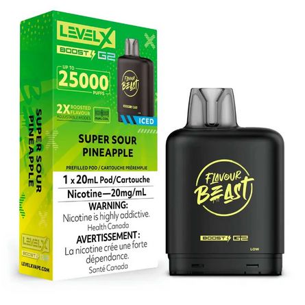 Flavour Beast Level X Boost G2 Pods 25K - Super Sour Pineapple Iced