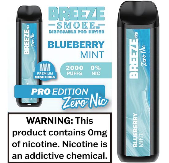 Breeze Pro 2000 Zero Nic - Blueberry Mint