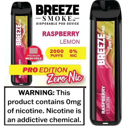 Breeze Pro 2000 Zero Nic - Raspberry Lemon