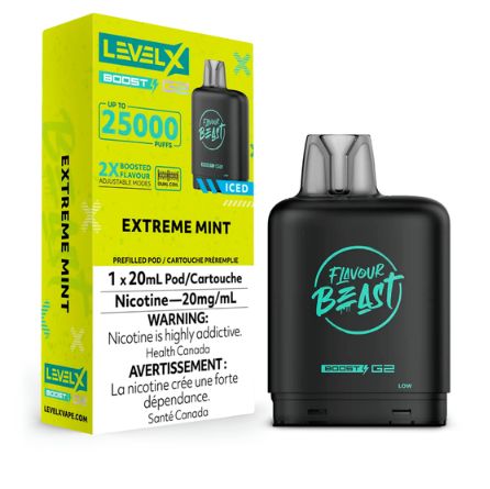 Flavour Beast Level X Boost G2 Pods 25K - Extreme Mint Iced