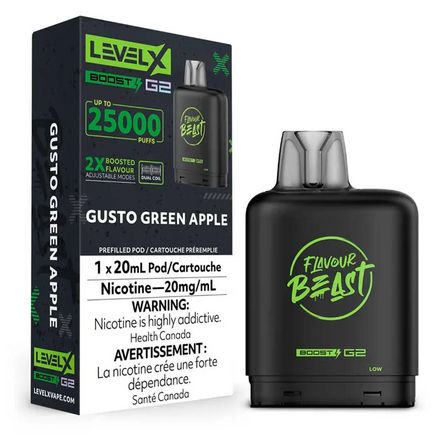 Flavour Beast Level X Boost G2 Pods 25K - Gusto Green Apple