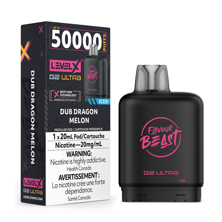 Flavour Beast Level X G2 Ultra Pods 50K  - Dub Dragon Melon Iced