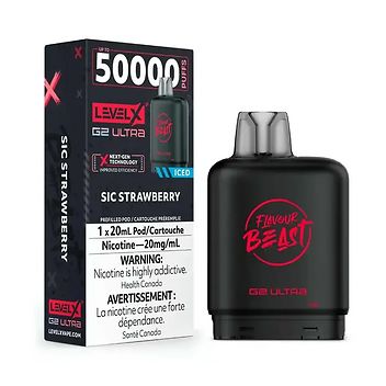 Flavour Beast Level X G2 Ultra Pods 50K  - Sic Strawberry Iced