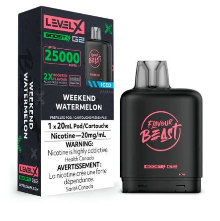 Flavour Beast Level X Boost G2 Pods 25K - Weekend Watermelon Iced