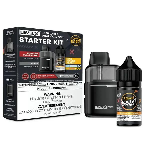 Level X Refillable Starter Kit - Mad Mango Peach 30ml salts