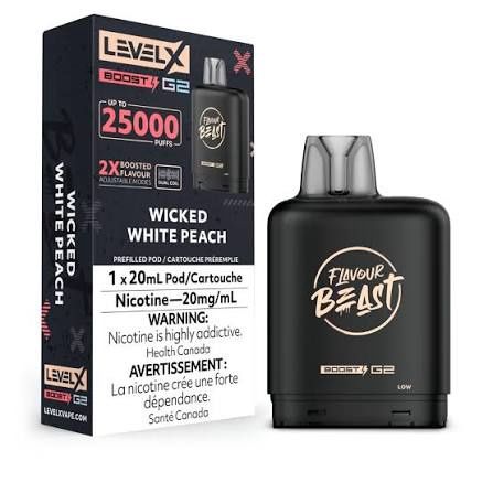 Flavour Beast Level X Boost G2 Pods 25K - Wicked White Peach