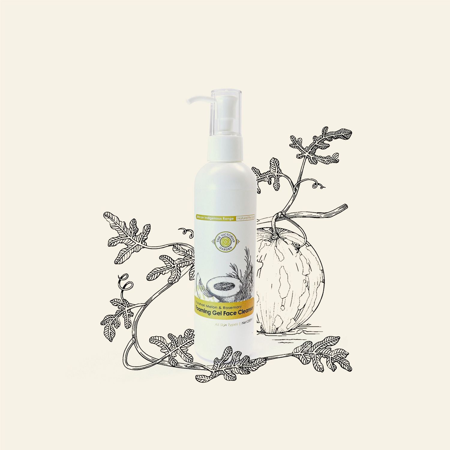 The Victorian Garden - Kalahari Melon &amp; Rosemary Face Wash/Shaving Gel Cleanser - 100ml