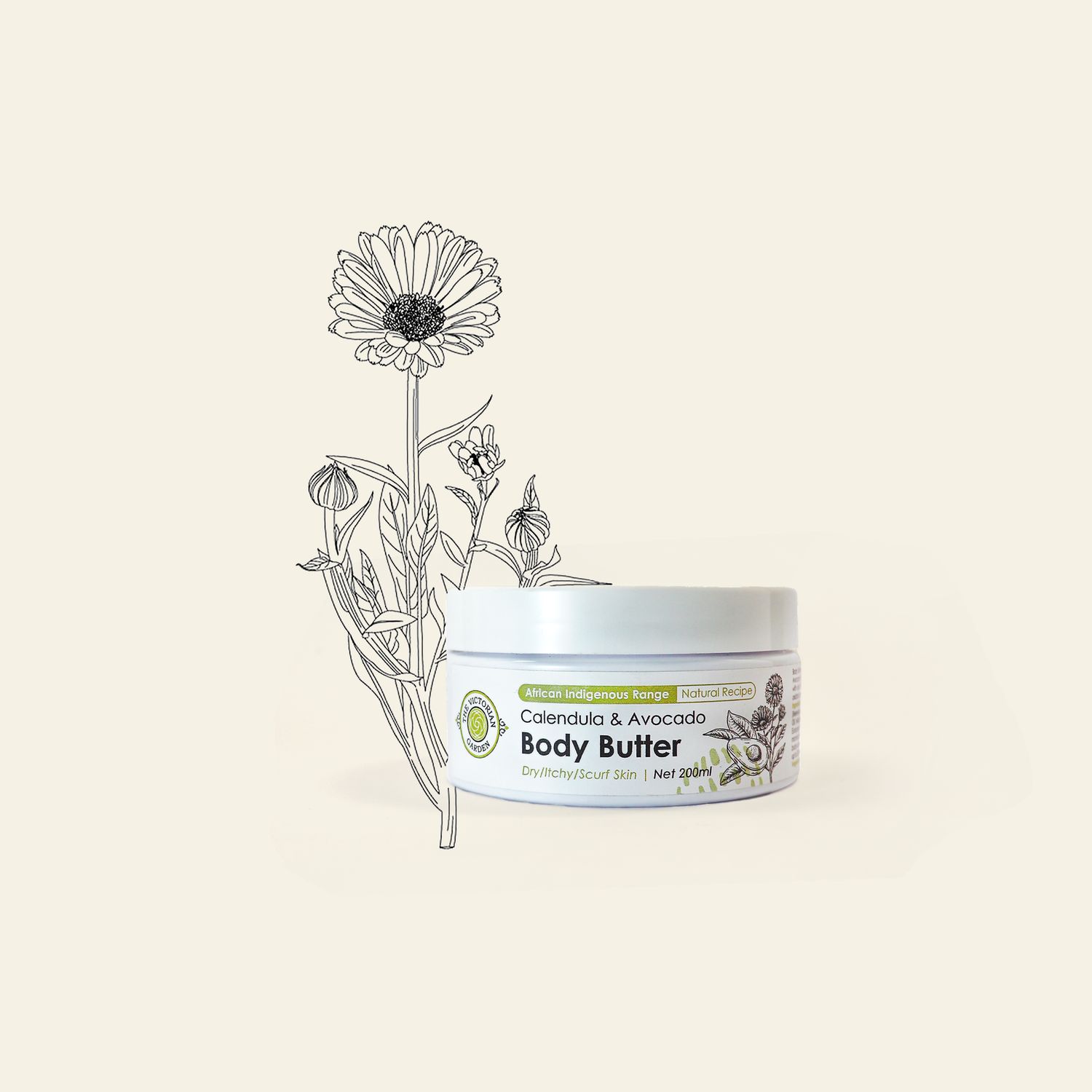 The Victorian Garden - Calendula &amp; Avocado Body Butter - 200ml
