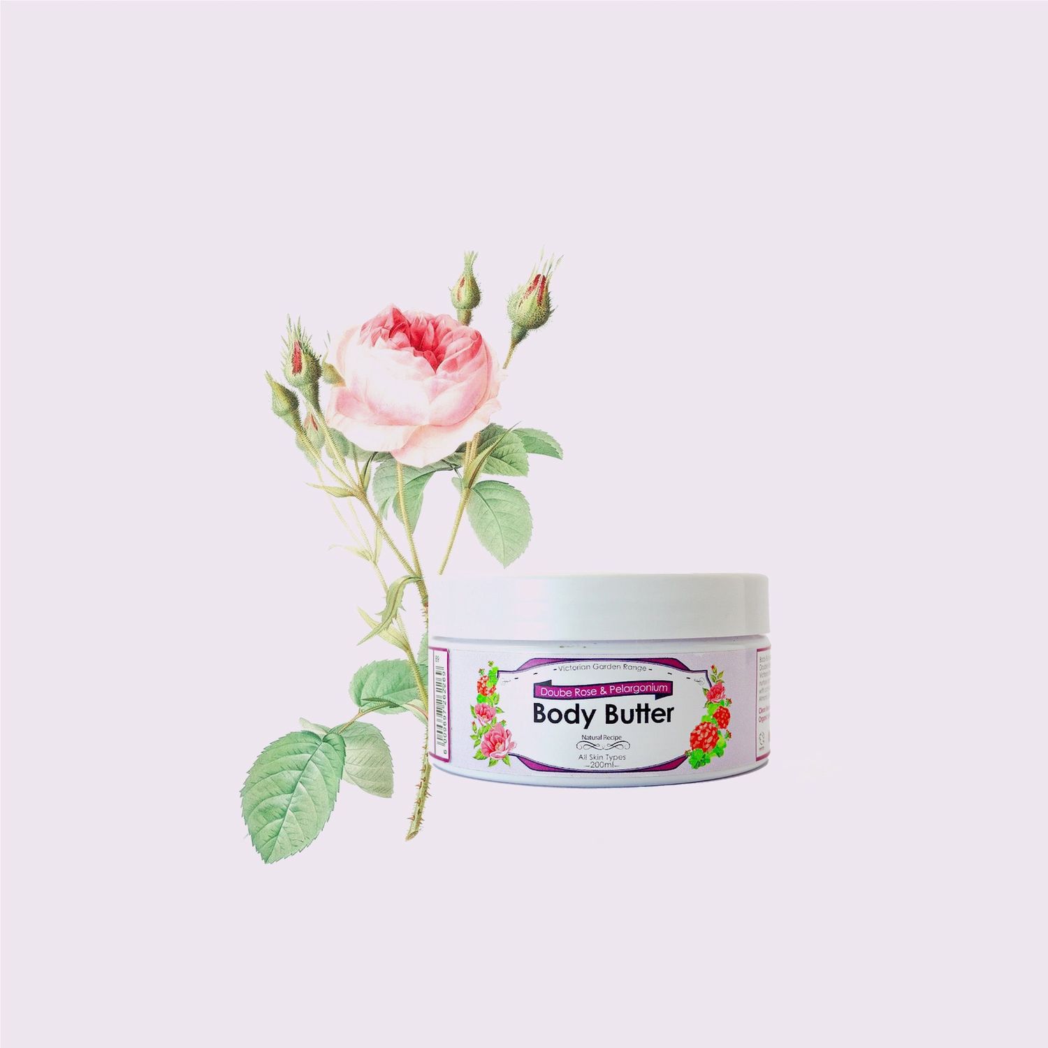 The Victorian Garden - Double Rose &amp; Pelargonium Body Butter - 200ml