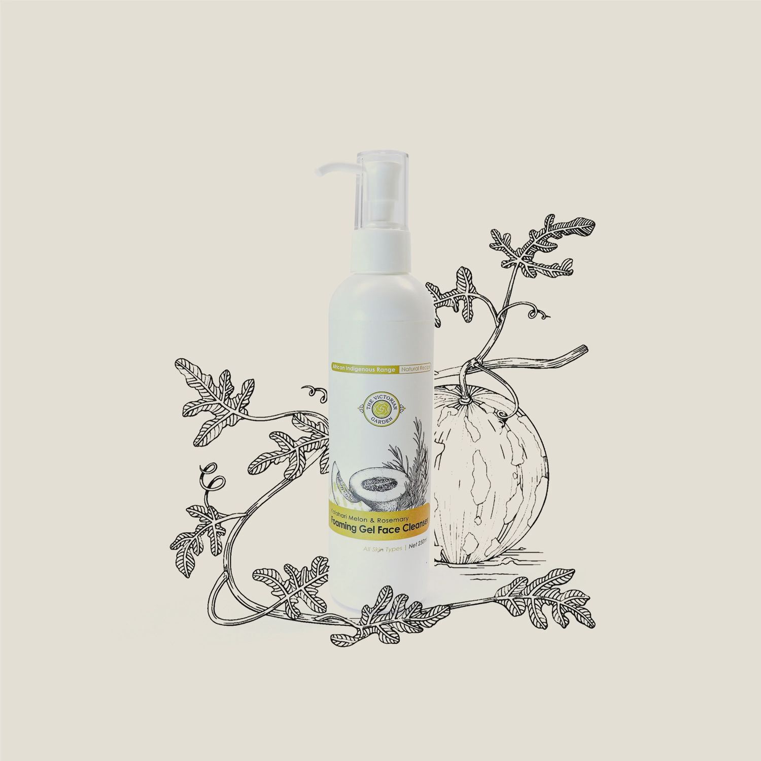The Victorian Garden - Kalahari Melon &amp; Rosemary Foaming Gel Face Cleanser | TUBE - 100ml