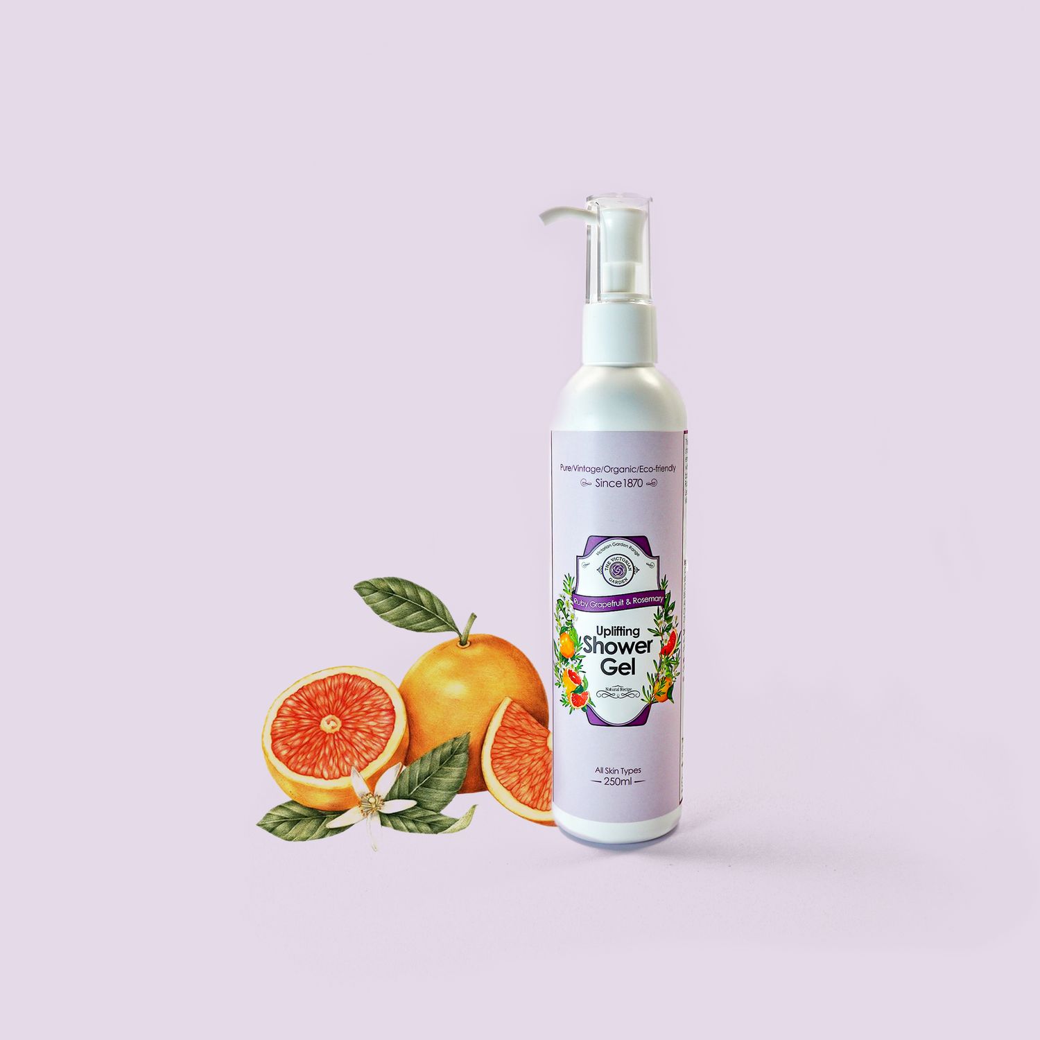 The Victorian Garden - Ruby Grapefruit &amp; Rosemary Shower Gel - 250ml