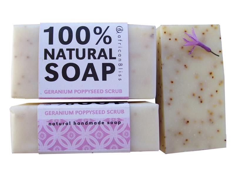 African Bliss - Geranium Poppyseed Scrub Soap Bar - 100g