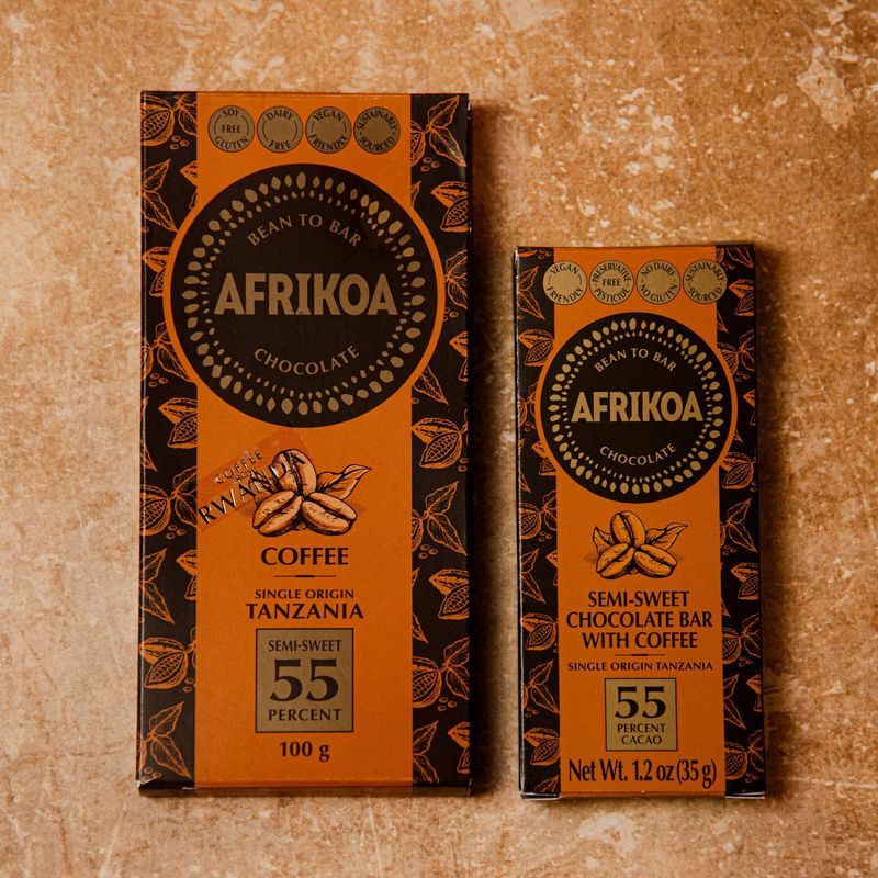 Afrikoa - Snack Bar - 55% Semi-Sweet Chocolate with Coffee - 35g