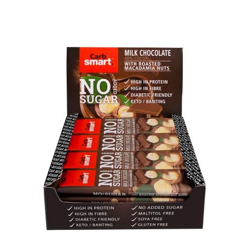 Carbsmart - Milk & Macadamia Nut Chocolate Bar - 30g Carbsmart - Milk & Macadamia Nut Chocolate Bar - 30g