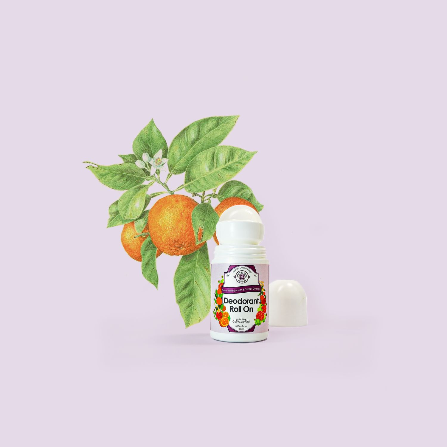 The Victorian Garden - Deodorant - Rose, Pelargonium &amp; Sweet Orange - Roll On - 80ml
