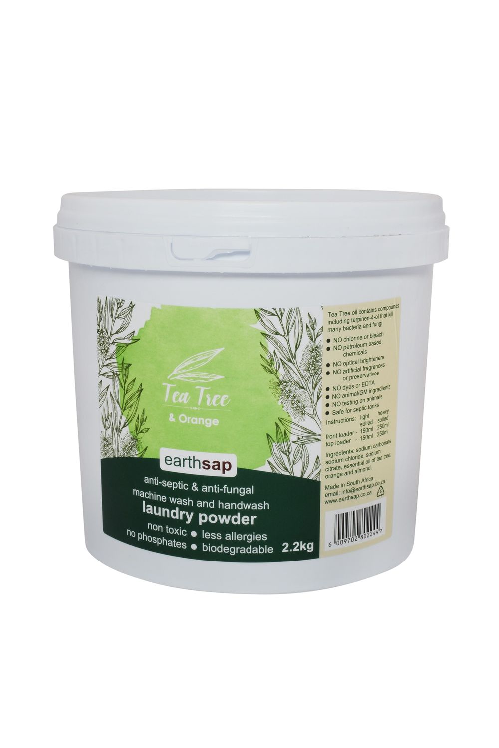 Earthsap - Laundry powder - 2.2kg, fragrance: Tea Tree &amp; Orange