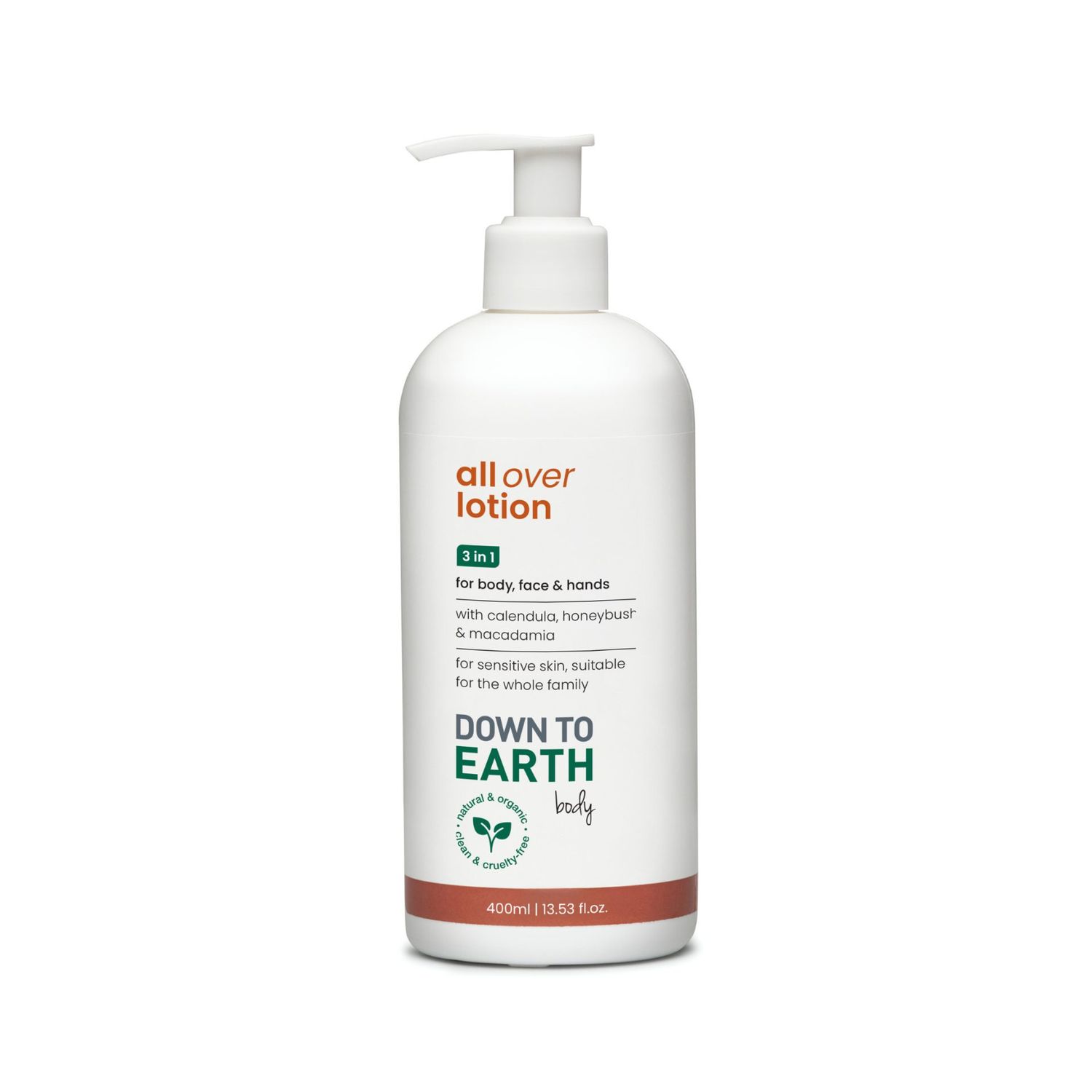 Down to Earth - All Over Lotion for Body, Face &amp; Hands - 400ml