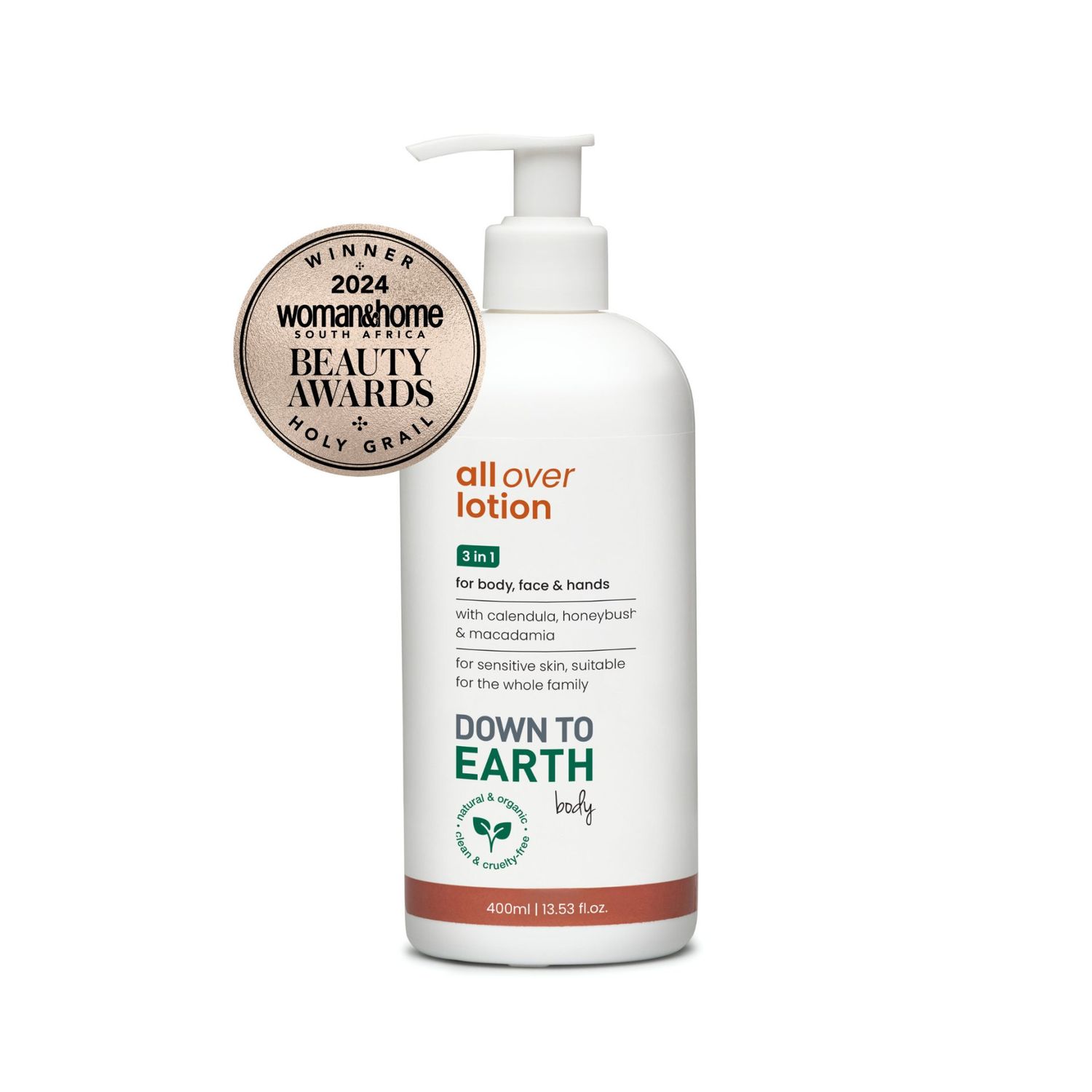 Down to Earth - All Over Lotion for Body, Face &amp; Hands - 400ml