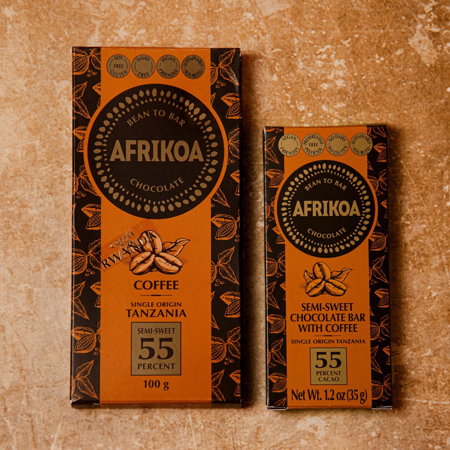 Afrikoa - Bar - 55% Semi Sweet Chocolate with Coffee - 100g
