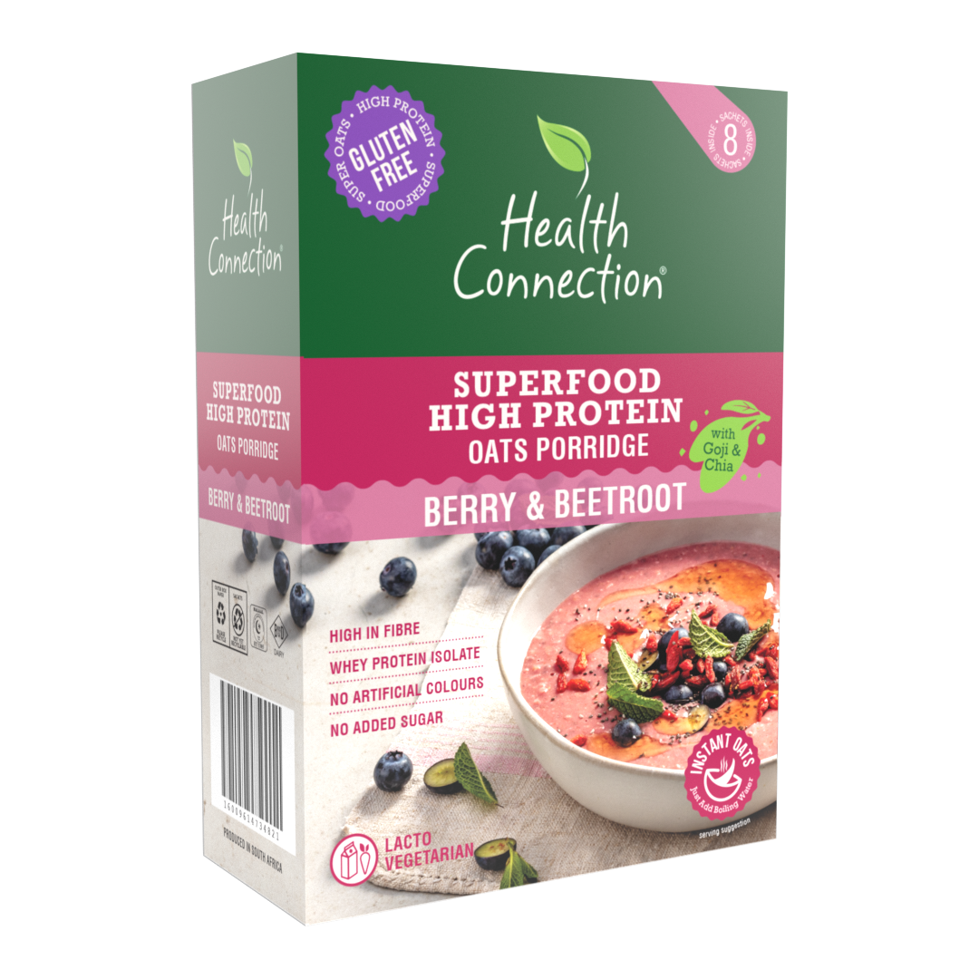 Health Connection Wholefoods - Superfood Oats - 400g (50g x 8), flavour: Berry&amp; Beetrot